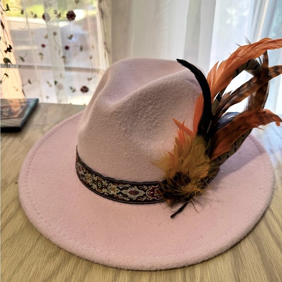 Pink and Orange Feathered Hat - Picture 6 of 8